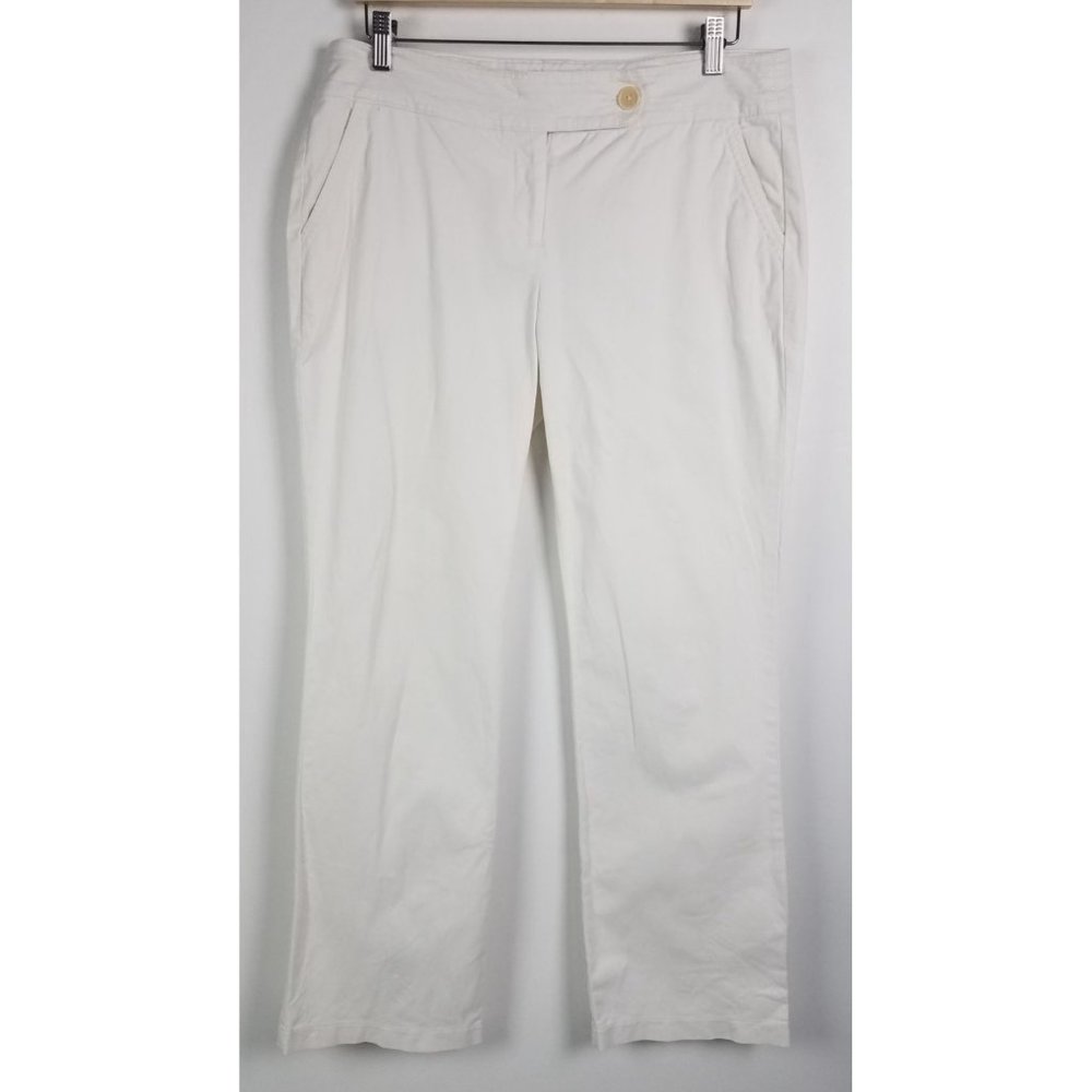 Boden Women's Sz. 14 R White Cotton Straight Leg Pants
